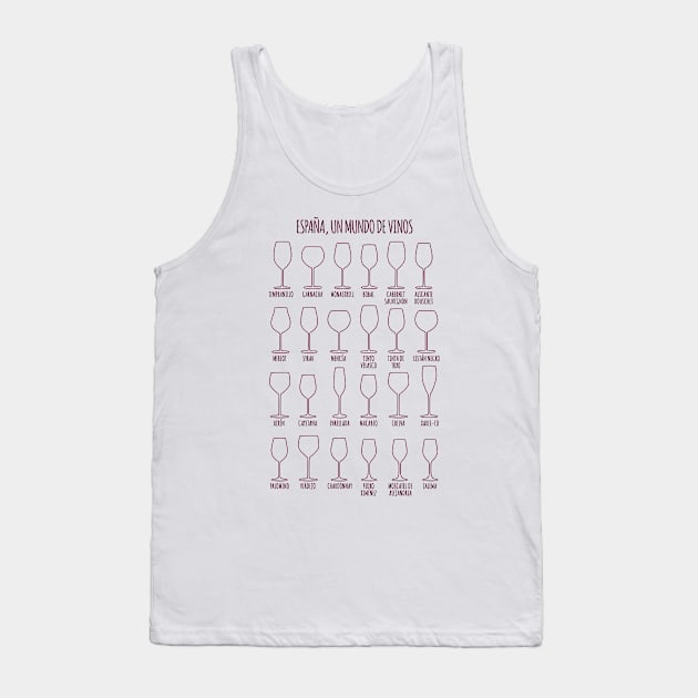 Spain, a World of Wines Tank Top by Printadorable